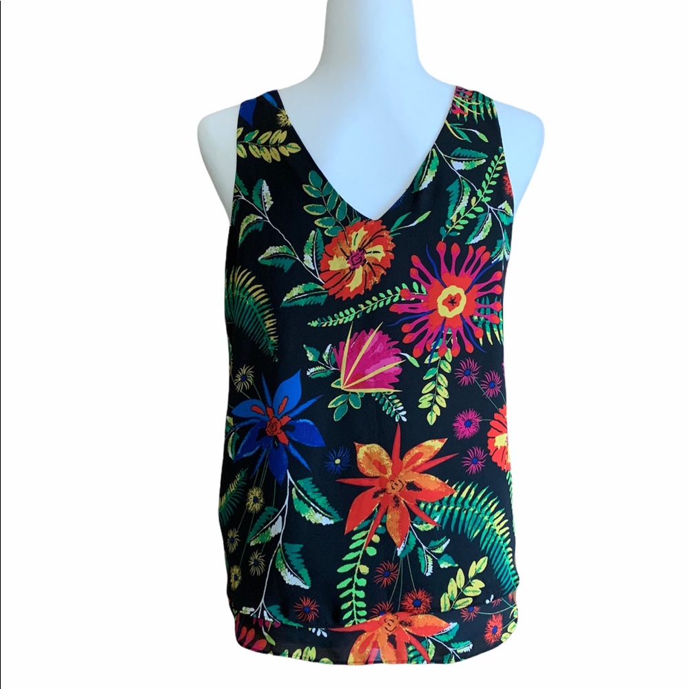 Violet+Claire Black Floral Print Tank Top